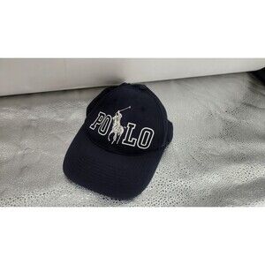Polo Ralph Lauren Hat Blue Spellout Big Pony Adjustable Vtg Style Block Letter